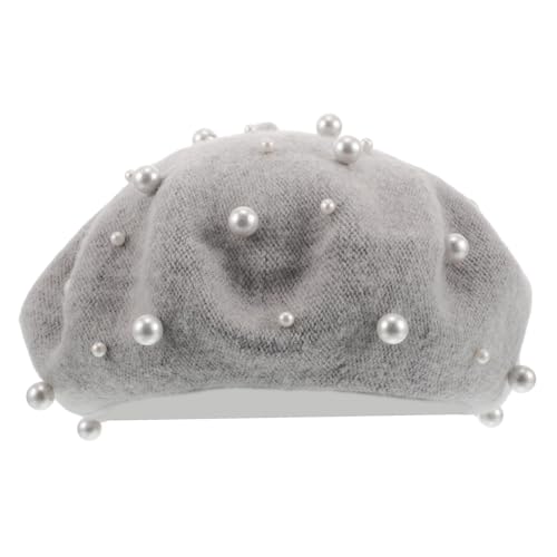 Didiseaon Classic Women's Beret Hat Fashionable Pearl Wool Beret Vintage Bowknot