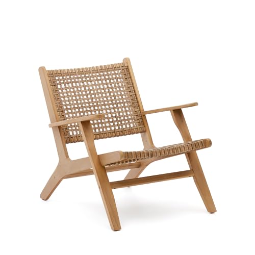 Kave Home - Poltrona Grignoon in rattan intrecciato e legno di acacia