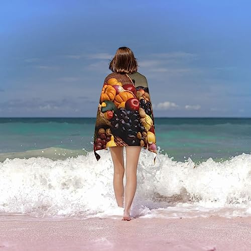 Serviette de bain microfibre légère anti-sable motif panier de fruits