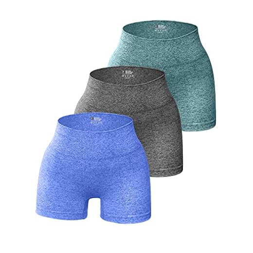 OQQ 3 Piece for Women Yoga Shorts Workout Athletic Seamless High Wasit Gym Leggings DarkGreen Grey Blue