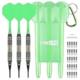 CyeeLife Darts Plastic Tip - Professional Soft Tip Darts Set 18 Grams with Carry case and 30 Extra Dart Tips for Electronic Dart Board (Green)