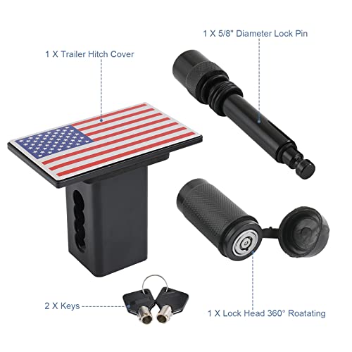 Jdmspeed American Flag Metal Trailer Hitch Cover Heavy Duty 2" Inch Tow Rear Receivers Plug Covers Usa American U.s. Flag Metal Emblem Guard For Pickup Trucks Cars Suv (Red) #TOP3