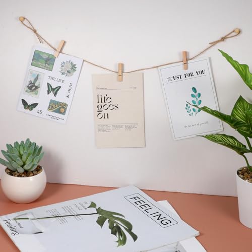 Alrhso 10 m Fotoseil Lange Fotogirlande Fotoleine mit 50 Klammern zum Aufhängen von Fotos Boho Bilderrahmen Wanddeko Banner Halterung für Schlafzimmer Studentenwohnheim Büro Fotowand