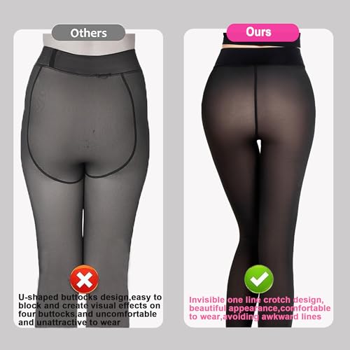 Image of EABERN Fleece Lined Tights Women-Fake Translucent Warm Pantyhose Leggings,Women Thermal Tights for Winter