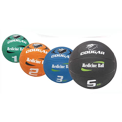 Image of COUGAR High Grip Rubber Moulded Medicine Ball Without Handle for Crossfit, Exercise & Fitness, Strength & Conditioning Exercises (10 KG, Black)