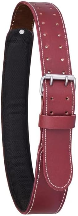 Leather Tool Work belt Foam Padded Thick Leather Work Belt Framers Tools Belt Built for Carpenter, Mechanic and Electrician Working Heavy Duty Belt Size Waist 34” To 54” (Burgundy)