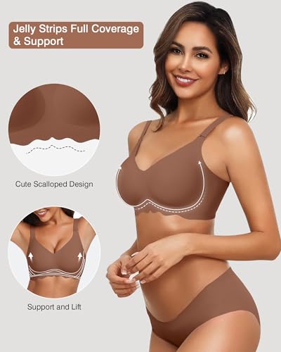 Image of Womens Wireless Jelly Bras No Underwire Support Push Up Removable Straps (U /Cross /Halter) Everyday Sports Bra