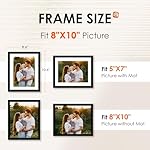 FIXSMITH 8x10 Picture Frame Set of 2, Photo Frame with HD Plexiglass, Display Pictures 5x7 with Mat or 8x10 Without Mat Multi Picture Frames Collage for Tabletop or Wall Display, Black - Image 2