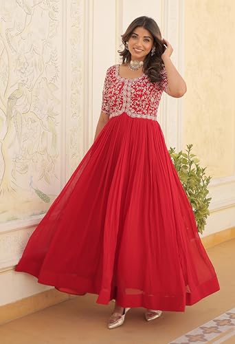 Image of Fashion Basket Georgette Embroidered Anarkali Gown for Women
