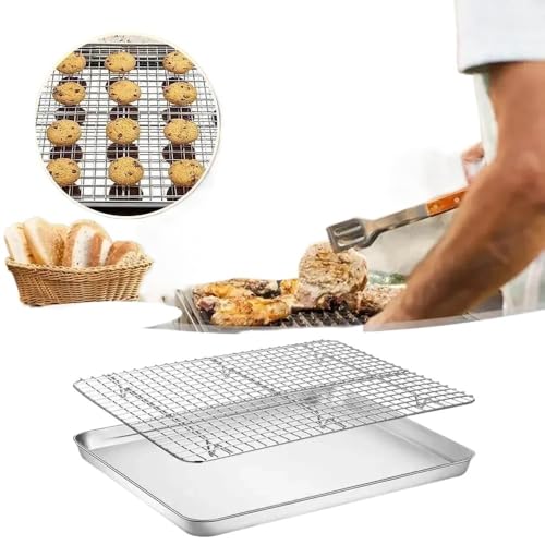 Bandeja para hornear de acero inoxidable con rejilla protectora de alta resistencia 6