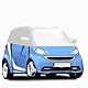 Halbgarage Autoabdeckung für Benz Smart Fortwo 2006-2025, Wasserdicht Sonnenschutz Thermomatten, Atmungsaktiv Autoplane Regen Sonne Schnee Auto Abdeckplane Abdeckung (Silber)
