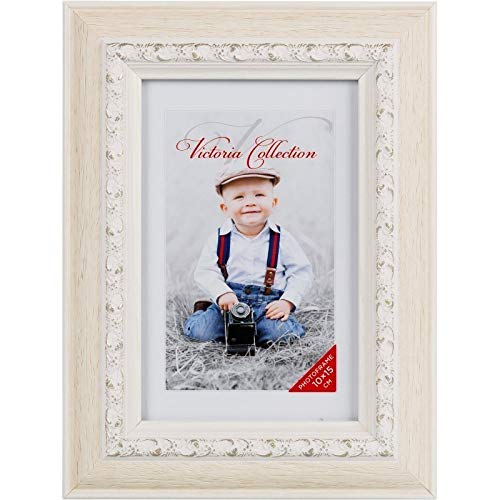 Cadre Photo Vintage 13x18 Cm En Bois Avec Cœur Blanc | Décoration Murale Ou De Table, Cadeau Fête Des Mères, Mariage