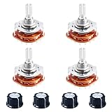 FOCMKEAS 4pcs RS25 Rotary Band Switch 2P6T 2 Pole 6 Position Band Channel Rotary Selector Switches 1 Deck Waveband switches with Knob for TV, Radio, Electronic Device