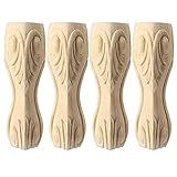 NWB 4 Pcs Wood Carved Furniture Legs,Bun Feet Replacement Legs Coffee Table Cabinet TV Stand Dresser...