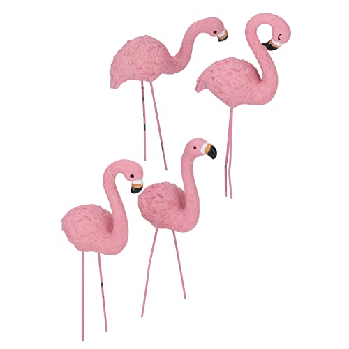 Focket 4 Pcs Flamingo Garden Statue, Outdoor Statues Flamingo Lawn Ornaments