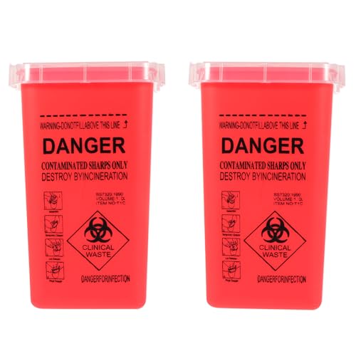 Healifty Contenedor Reutilizable para Objetos Punzantes Engrosado Caja de Eliminación de Plástico Roja 2 Unidades Cubo Multifunción Resistente para Desechos Médicos Uso Profesional en