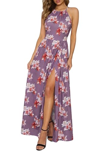 Image of KILIG Women's Summer Floral Beach Flowy Split Maxi Long Dresses