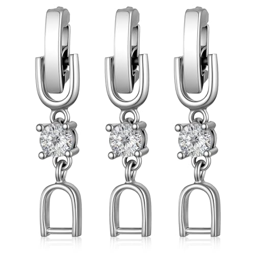 3 PCS Silver Bracelet Extender Watch Extender Clasp Fold Over Bracelet Extenders Necklace-Extender Clip Rhinestones Extenders for Bracelets Necklaces Watches Jewelry Making (Silver)