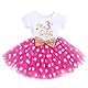 FYMNSI Kleinkinder Baby Mädchen Mein 3. Geburtstag Kleid Kurzarm Tutu Tüllkleid Gepunktet Rock mit Pailletten Schleife A-linie Prinzessin Partykleid Fotoshooting Outfit Kostüm Rose 3 Jahre