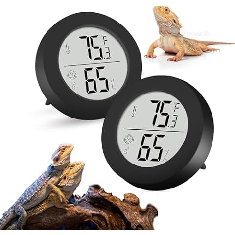 Thlevel Reptile Tank Accessories, 2 Pack Bearded Dragon Tank Thermometer Humidity Gauge for Leopard Gecko, Jumping Spider, Snake, Gecko, Ball Python, Lizard Cover