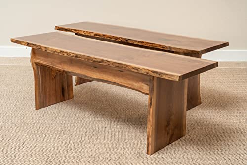Rustic Red Door Co. Live Edge Wooden Bench – Solid Wood Dining Bench – Rustic Home Décor Furniture – Natural Edge Wooden Slab Bench (5' Long, Walnut Wood With Clear Coat) #TOP4