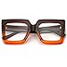 Breaksun Oversized Blue Light Glasses for Women Fashion Thick Square Computer Eyewear Non-Prescription Black Glasses (New Black+ Brown Orange)