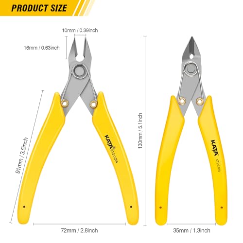 KATA 5.5 Inch Stainless Steel Wire Cutter Micro Flush Cutters, Precision Side Cutter Plier Sprue Cutting Snip for Electronics, Jewelry Making, Metal Wire Cutter, Crafting by KATA - Image 2
