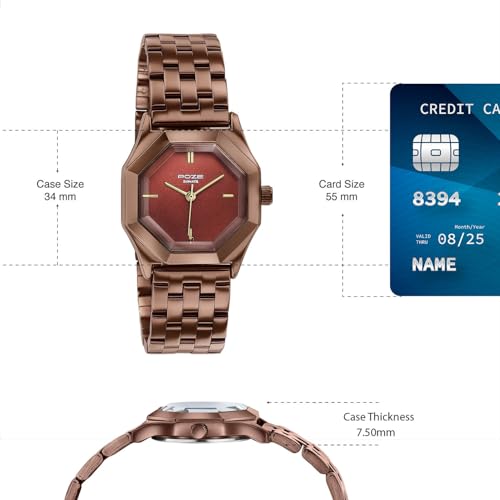 Image of Sonata Poze 8 Quartz Analog with Brown Dial IP Brown Stainless Steel Strap Watch for Women - SP80169QM01W