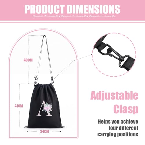 A-Z BAG Initial Drawstring Backpack Gifts for Women, Waterproof (E, Black) by A-Z BAG - Used condition - Image 3