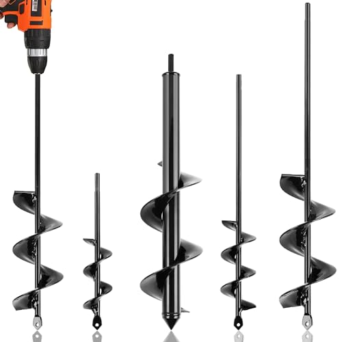 KENDO Auger Drill Bit for Planting Set of 4, Garden Ground Earth Spiral Drill Bits and Bulb Planter Tool for 3/8" Hex Drive Drill, for Post Hole Digger, Bulb Bedding Digging, Plant Rapid Planter by Kendo - Used condition - US$22.14