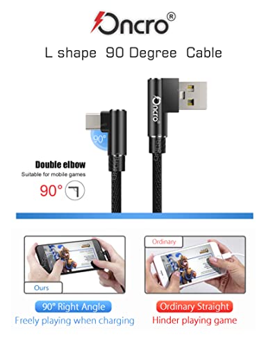 Image of Nylon braided 90 Degree right angle L shape USB cable Data Cable Fast Charging dash warp short type c power bank cable for type c smartphones oneplus nord note mini 25cm use wall charger 4a 6a