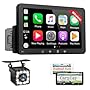 Autoradio 1 DIN Bluetooth avec sans Fil CarPlay et Android Auto - 7 Pouces HD Ecran Tactile Car Play Voiture Soutien PhoneLink iOS/Android/Radio FM/EQ - Wireless Autoradio avec Caméra de Recul
