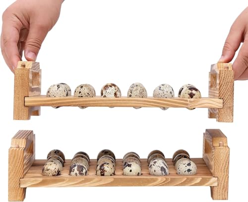 Soporte de madera apilable para 48 huevos de codorniz con diseño contenedor rústico 4