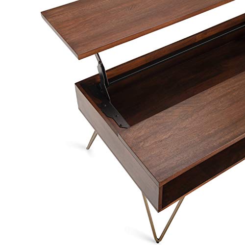 Image of SIMPLIHOME Hunter 48 inch Wide Solid Mango Wood Coffee Table in Umber Brown