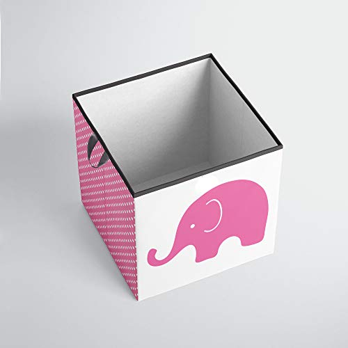 Bacati Elephants Storage Tote Basket, Pink/Grey, Small #TOP2