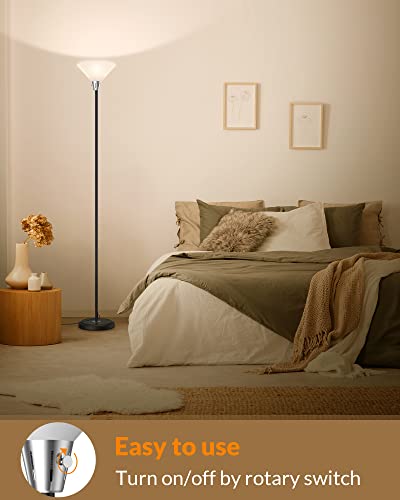 Lepower Tall Standing Floor Lamp, 9W Led Torchiere Floor Lamp With Replaceable 3000K Energy-Saving Led Bulb, Bright Stand Up Lamps For Living Room, Bedroom, Office, Black #TOP4