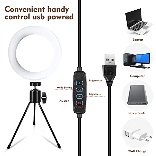 Onite Ringlicht Laptop, 6,3'' Selfie Licht mit Handy Stativ & Clip, LED Ring Light 3 Lichtfarben+10 Helligkeiten 360… – Bild 4