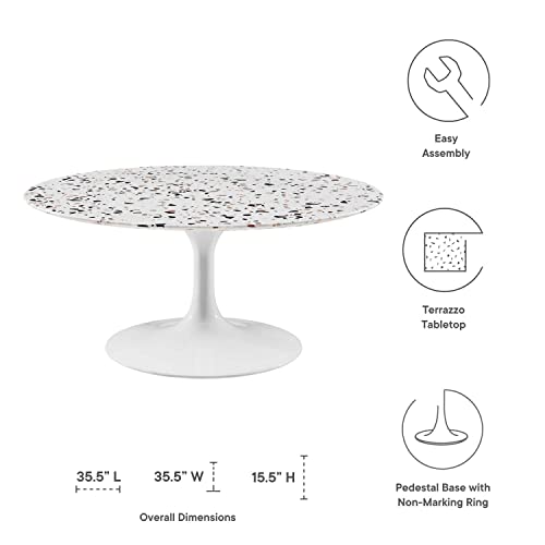 Modway White Lippa Round Terrazzo Coffee Table Eei-5719-Whi-Whi #TOP5