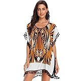 Le Tigre du Bengale À Rayures Robe de Plage Femme Bikini Franges D'été Plage Sexy Cover Up