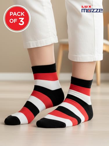 Image of Orbit Ankle Length Socks for Men |Made With Durable & Breathable Cotton | Ideal for Gym, Running, Office | 3 Pair -Multicolor