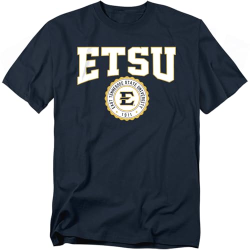 LOGOVISION East Tennessee State University Collegiate Seal Unisex Adult T Shirt, Navy, Medium