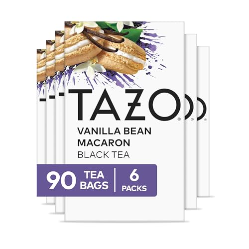 TAZO Dessert Delights Vanilla Bean Macaron Tea Bags, Sugar Free and Zero Calories, 90 Total Tea Bags (15ct - Pack of 6)