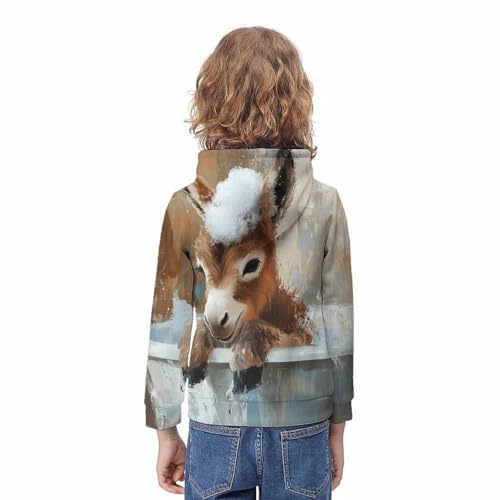 Sweat à capuche enfant imprimé 3D âne pull ado 12-14 ans - 4