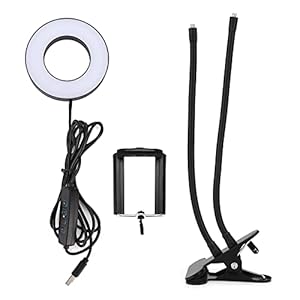 Selfie Light, Video-opname Verlichting Mobiele telefoonhouder Usb-lamp met flexibele zwanenhals voor live-uitzendingen