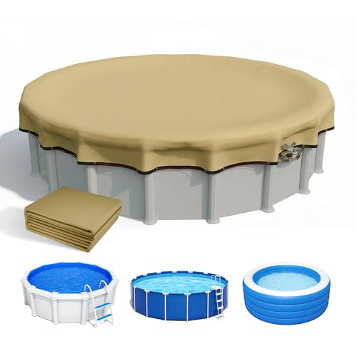 [Ultra Thick] 24FT Round Winter Pool Covers for Above Ground Pool Covers Easy Install 195GSM 500D,UV...