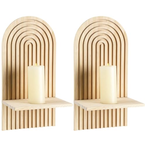 Ruwshuuk -Estantería de pared bohemia, estantes de pared bohemios y arcoíris, estantería de 2 piezas para montaje en pared - Estantería moderna de pared bohemia, soporte de pared vintage, estantería