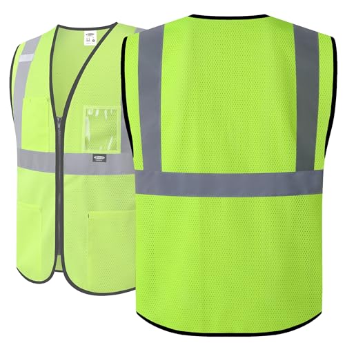 Image of JKSafety Safety Vest for men women Hi Vis Vest with Pockets and Zipper High Visibility Meet ANSI Standard(BX310