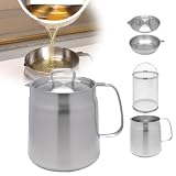 Kioxiuin Recipiente per Filtro dell'olio Versatile di Grande capacità in Acciaio Inossidabile 304, Coperchio Antipolvere+cestello Fritto+Filtro dell'olio+Vaso dell'olio da 2,0 Litri