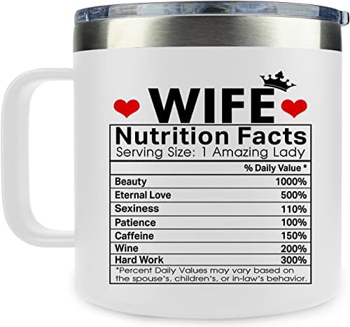 RHYTHMHEART Mothers Day Gifts for Wife from Husband - Gifts for Wife - Wife Gifts Ideas - Funny Gifts for Her - Anniversary I Love You Gifts for Her - Wife Birthday Gifts Ideas - Wife Mug 14oz, White