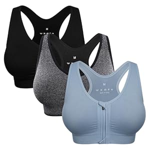 Women’s Zip Front Sports Bra Wireless Post-Surgery Bra Active Yoga Sports Bras
